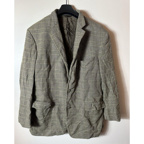 Southwick Blazer Mens 46 Tan Wool Houndstooth Peter Blaire Academia Grandpa R - Picture 1 of 10